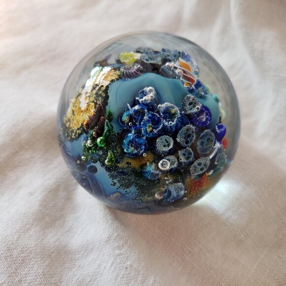 Josh Simpson Inhabited Planet Signed Art Glass Paperweight 1996 Spaceship RARE - Picture 5 of 8